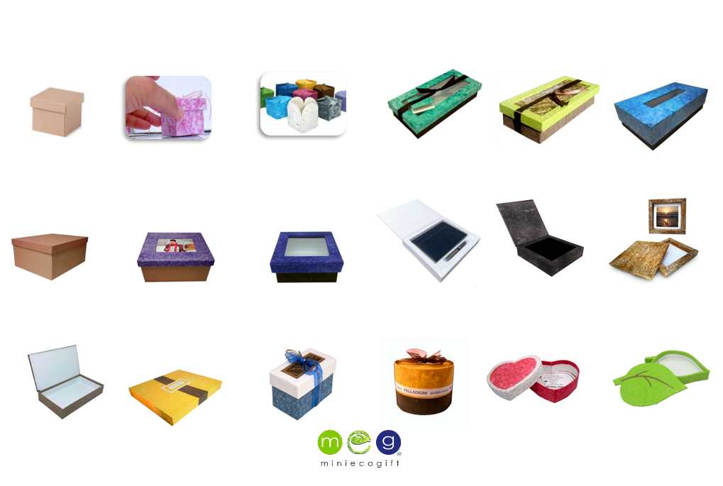 Cajas de regalo con papel reciclado en varios modelos
