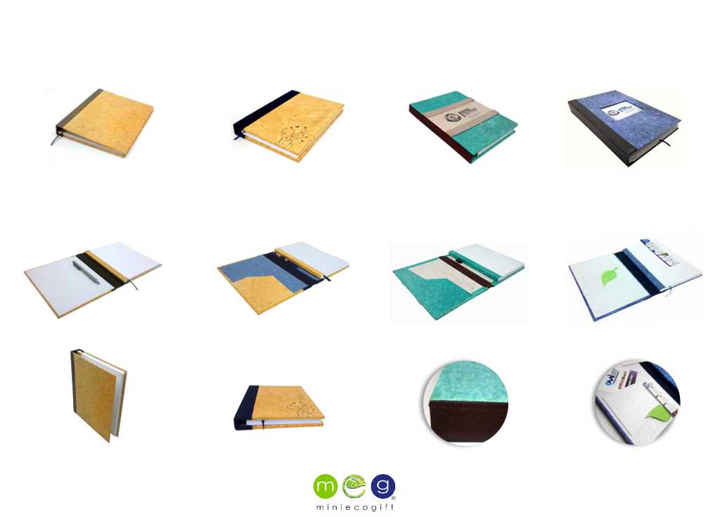 Libretas de papel reciclado en varios diseños